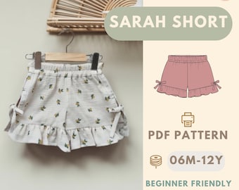 Kinder Shorts Nähen Muster PDF, Anfänger freundlich Kleinkind-Kleidung Muster Easy DIY Kinder Outfit Pattern Shorts Muster für Kind