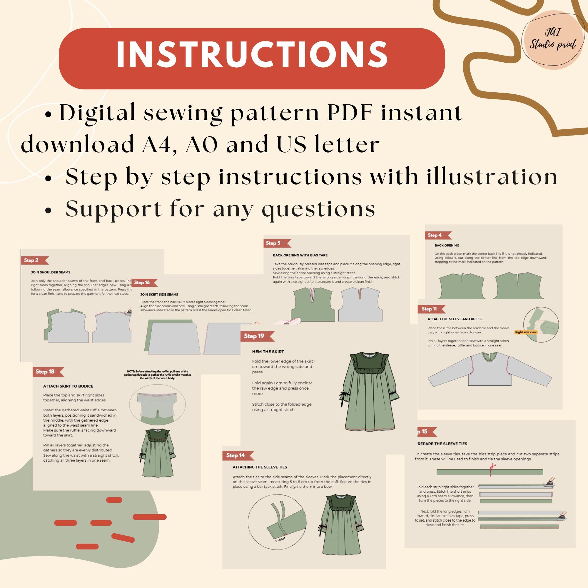 Toddler Ruffle Dress Sewing Pattern, Beginner Friendly (PDF, 6M-12Y ...
