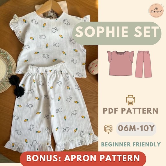 Kids Top and Pants Sewing Pattern PDF, Beginner Friendly Toddler Clothing Pattern Easy DIY Kids Outfit Pattern Top and Pants Pattern for Kid