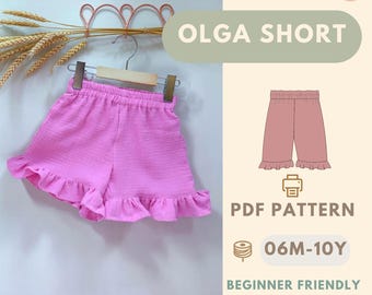 Kinder Shorts Nähen Muster PDF, Anfänger freundlich Kleinkind-Kleidung Muster Easy DIY Kinder Outfit Pattern Shorts Muster für Kind