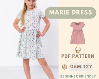 Summer Cute  Vacation Dress sewing pattern, Kids Pattern, Summer Dress Pattern, Beginner Pattern, Sewing Pattern Ruffle Summer Dress Pattern