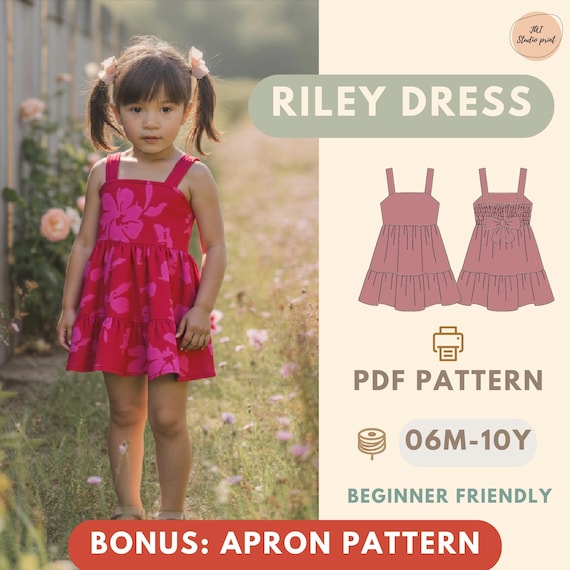 Summer Cute  Vacation Dress sewing pattern, Kids Pattern, matchy matchy Dress Pattern, Beginner Pattern, Sewing Pattern Toddler,Baby Pattern
