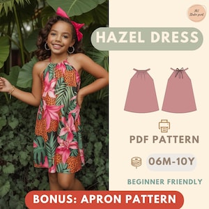 Summer Cute  Vacation Dress sewing pattern, Kids Pattern, Summer Dress Pattern, Beginner Pattern, Sewing Pattern Toddler,Baby Pattern