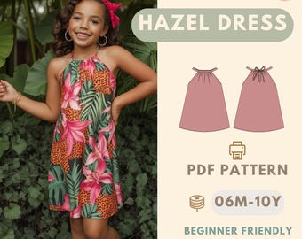 Summer Cute  Vacation Dress sewing pattern, Kids Pattern, Summer Dress Pattern, Beginner Pattern, Sewing Pattern Toddler,Baby Pattern