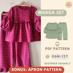 Ensemble d'été pour enfants, patron de couture haut et pantalon, adapté aux débutants, tailles tout-petits (de 06 mois à 12 ans) (PDF)