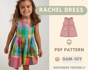 Summer Cute  Vacation Dress sewing pattern, Kids Pattern, Summer Dress Pattern, Beginner Pattern, Sewing Pattern Toddler,Baby Pattern