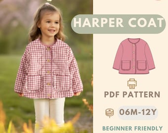 Jacket Sewing Pattern for Kids, Jacket Pattern, Kids Pattern, PDF Pattern, Beginner Pattern, Sewing Pattern Toddlers, Jacket Kids Pattern