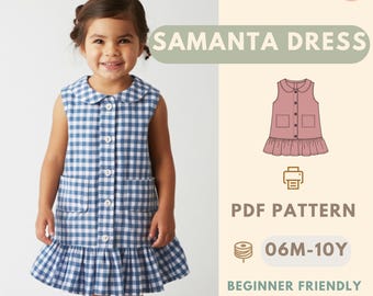 Summer Cute  Vacation Dress sewing pattern, Kids Pattern, Summer Dress Pattern, Beginner Pattern, Sewing Pattern Toddler,Baby Pattern