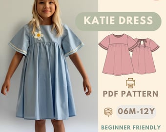 Summer Cute  Vacation Dress sewing pattern, Kids Pattern, Summer Dress Pattern, Beginner Pattern, Sewing Pattern Ruffle Summer Dress Pattern