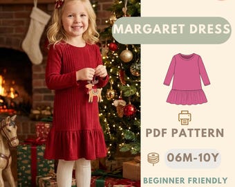 Cute Dress sewing pattern, Kids Pattern, Beginner Pattern, Sewing Pattern Ruffle Dress Pattern, Sewing Pattern Toddlers, Easy PDF Pattern