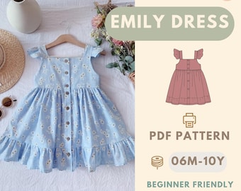 Summer Cute  Vacation Dress sewing pattern, Kids Pattern, Summer Dress Pattern, Beginner Pattern, Sewing Pattern Toddler,Baby Pattern