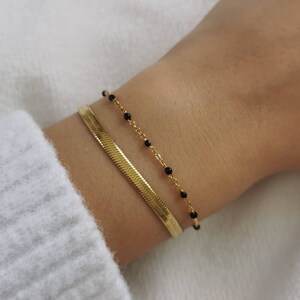 Double gold chain bracelet in stainless steel • Christmas gift idea • Women's jewelry • Double row bracelet • Handmade jewelry • Miami