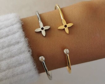 Stainless steel bangle bracelet • Christmas gift idea • Women's jewelry • Gold or silver bangle • Jewelery • Monaco model