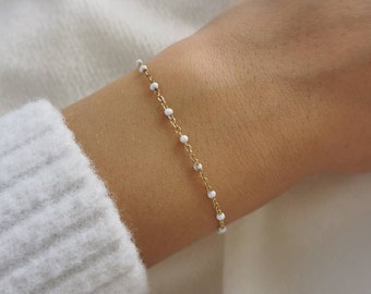 Golden stainless steel chain bracelet • Christmas gift idea • Women's jewelry • Handmade bracelet • Jewelery • Alba model white, black