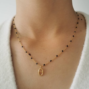 Gold stainless steel chain necklace Christmas gift idea Women's jewelry Handmade Jewelery Several colors Cyprus model Black