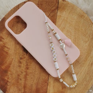 Customizable phone jewelry • Christmas gift idea • Jewelery • Personalized jewelry • Women's jewelry • Pink pompom