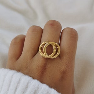 Verstelbare roestvrijstalen ring Verstelbare ring Idee voor kerstcadeau Juwelen voor dames Verjaardagscadeau Model Kayla in goud of zilver afbeelding 2