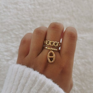 Adjustable stainless steel ring • Christmas gift idea • Women's jewelry • Charm pendant ring • Golden, silver Juliette model