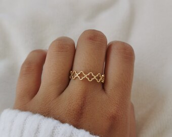 Verstelbare ring van roestvrij staal • Verstelbare ring • Idee voor kerstcadeau • Juwelen voor dames • Verjaardagscadeau • Model Lana in goud