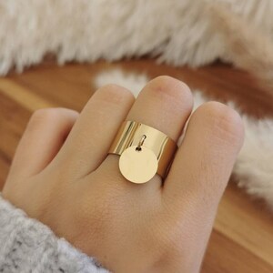 Adjustable stainless steel ring • Christmas gift idea • Women's jewelry • Charm pendant ring • Gold or silver Agathe model