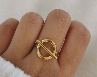 Verstellbarer Edelstahlring • Verstellbarer Ring • Weihnachtsgeschenkidee • Damenschmuck • Geburtstagsgeschenk • Goldenes oder silbernes Rubinmodell