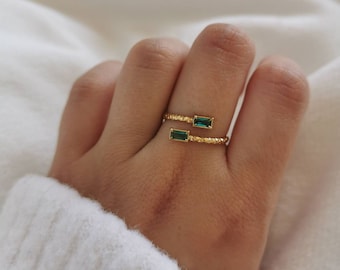 Verstelbare roestvrijstalen ring • Verstelbaar • Kerstcadeau-idee • Damessieraden • Stenen ring • Florane model zwart, groen, wit, zilver