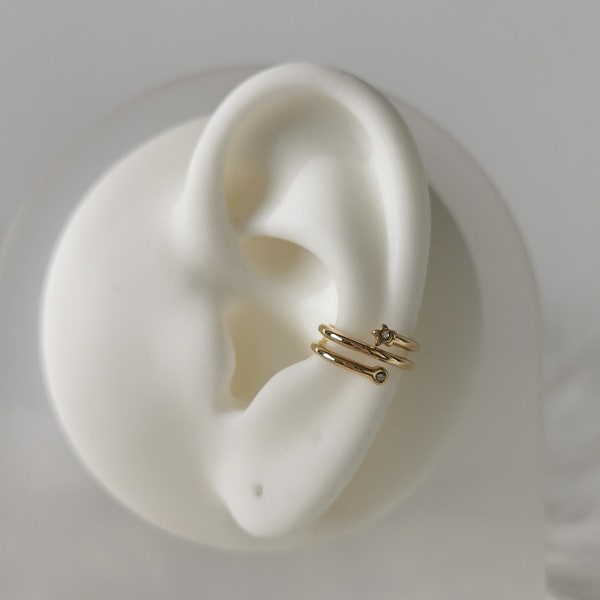 Ear Cuff doré en acier inoxydable • Bague d'oreille • Idée cadeau de Noël • Bijoux femmes • Cadeau anniversaire • Modèle Warm