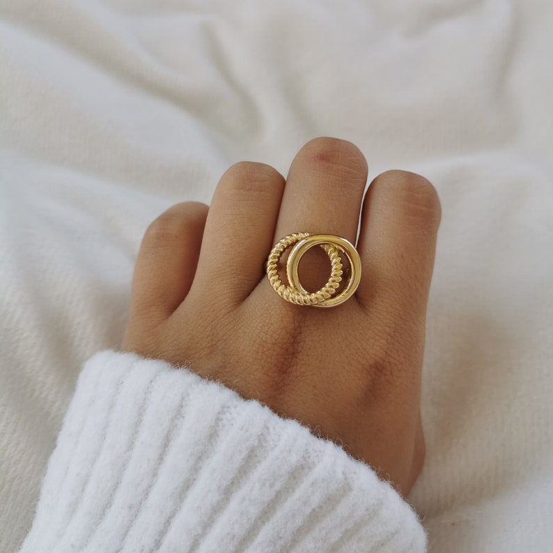 Verstelbare roestvrijstalen ring Verstelbare ring Idee voor kerstcadeau Juwelen voor dames Verjaardagscadeau Model Kayla in goud of zilver afbeelding 2