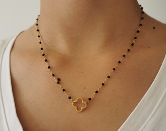 Goldfarbene Halskette aus Edelstahl • Weihnachtsgeschenkidee • Damenschmuck • Schmuck • Halskette aus Gold oder Silber • Bonheur-Modell