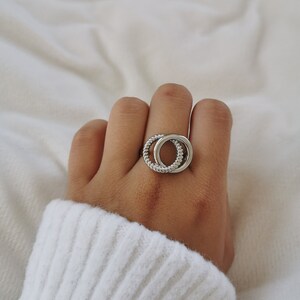 Verstelbare roestvrijstalen ring Verstelbare ring Idee voor kerstcadeau Juwelen voor dames Verjaardagscadeau Model Kayla in goud of zilver afbeelding 1