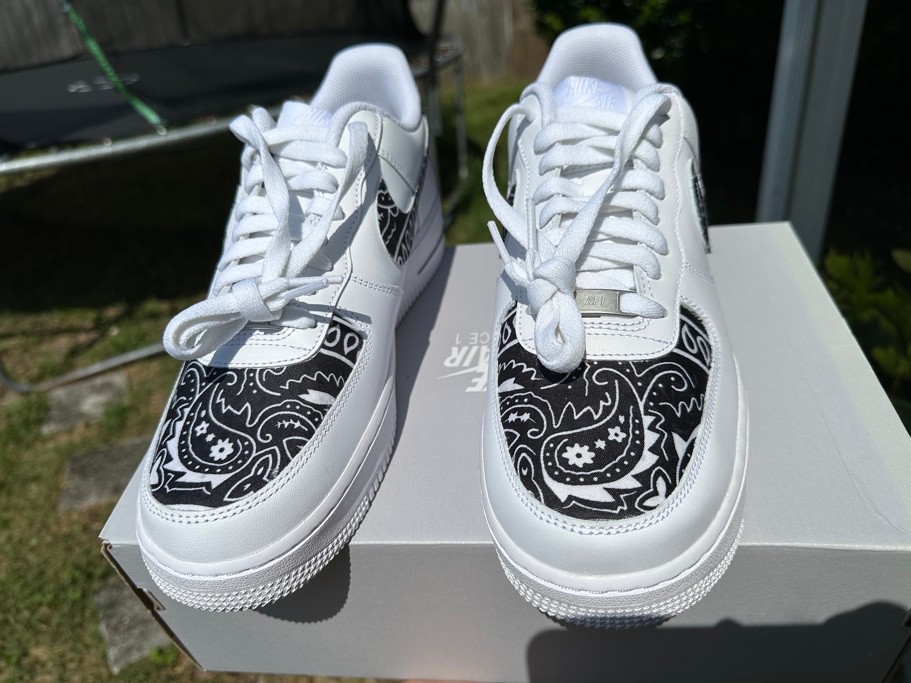 Nike Air Force 1 Low White Black Paisley Bandana Custom  New with box Custom Nike Air Force 1 Bandana Paisley Print - Custom Nike  main image 2