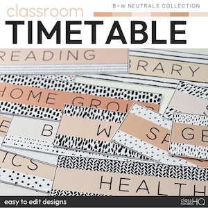 Neutral Classroom Decor Visual Schedule Timetable Pack | B+W NEUTRALS Collection