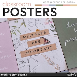 Vintage Cozy Natural Theme Classroom Decor Inspirational Classroom Posters | COTTAGECORE Collection