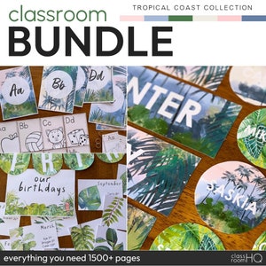 TROPICAL COAST Classroom Decor BUNDLE | Tropical Jungle Theme