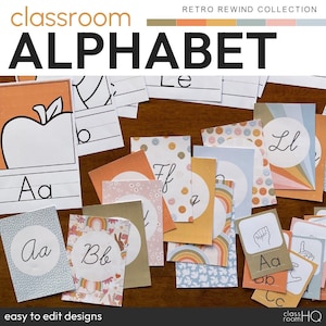 Retro Theme Vintage Rainbow Classroom Decor Alphabet Posters | RETRO REWIND Collection