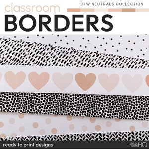 Classroom Bulletin Board Borders | B+W NEUTRALS Classroom Decor