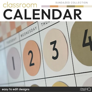 Groovy Vintage Retro Theme Classroom Decor Class Bulletin Board Calendar | SUNDAZED