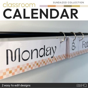 Groovy Vintage Retro Theme Classroom Decor Editable Flip Calendar ...
