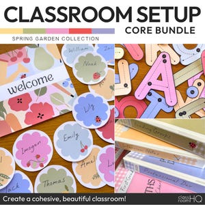 Editable Classroom Decor Bundle | Modern Pastel SPRING GARDEN Theme | Core Classroom Setup Pack
