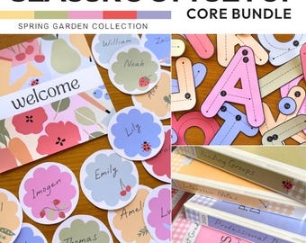 Editable Classroom Decor Bundle | Modern Pastel SPRING GARDEN Theme | Core Classroom Setup Pack