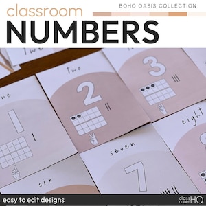 Calm Classroom Decor Neutral Class Theme Number Posters | BOHO OASIS Collection