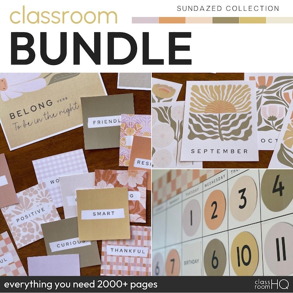 Groovy Vintage Retro Theme Classroom Decor BUNDLE | SUNDAZED Collection