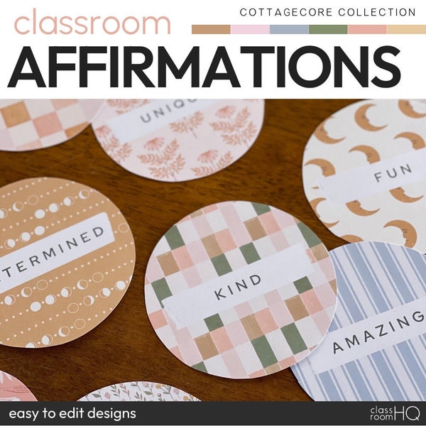 Vintage Cozy Natural Theme Classroom Decor Affirmation Station Pack | COTTAGECORE-Kollektion