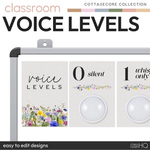 Vintage Cozy Natural Theme Classroom Decor Voice Level Posters | COTTAGECORE Collection