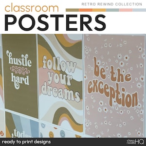 Retro Theme Classroom Decor Growth Mindset Inspirational Classroom Poster | RETRO REWIND Collection