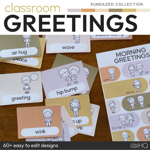 Groovy Vintage Retro Theme Classroom Decor Morning Greetings Pack | SUNDAZED