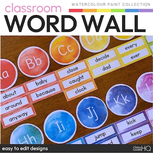 Watercolor Rainbow Theme Classroom Decor Word Wall Pack | WATERCOLOR PAINT Collection