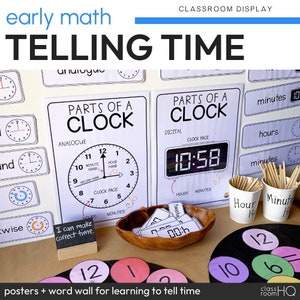 "Telling Time Poster + ""Word Wall Pack""."