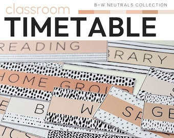Neutral Classroom Decor Visual Schedule Timetable Pack | B+W NEUTRALS Collection