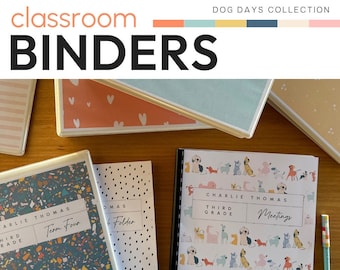 Editable Binder Covers and Student Book Covers Modern Patterns Dog Designs DOG DAYS Classroom Decor Collection